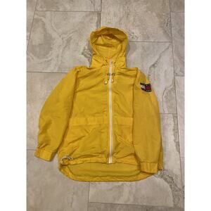 Vintage Tommy Hilfiger Full Zip Jacket Hoodie Yellow Windbreaker L Flag Patch